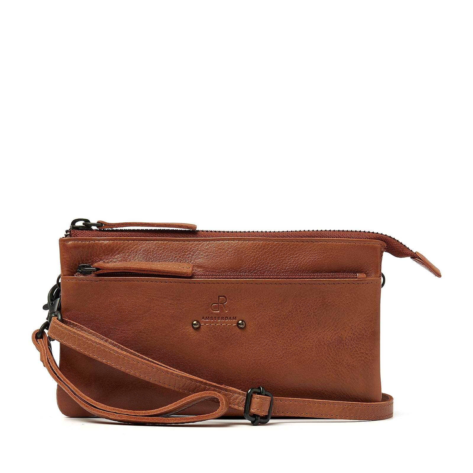 dR Amsterdam leren crossbody tas Tampa voor dames 933731 cognac