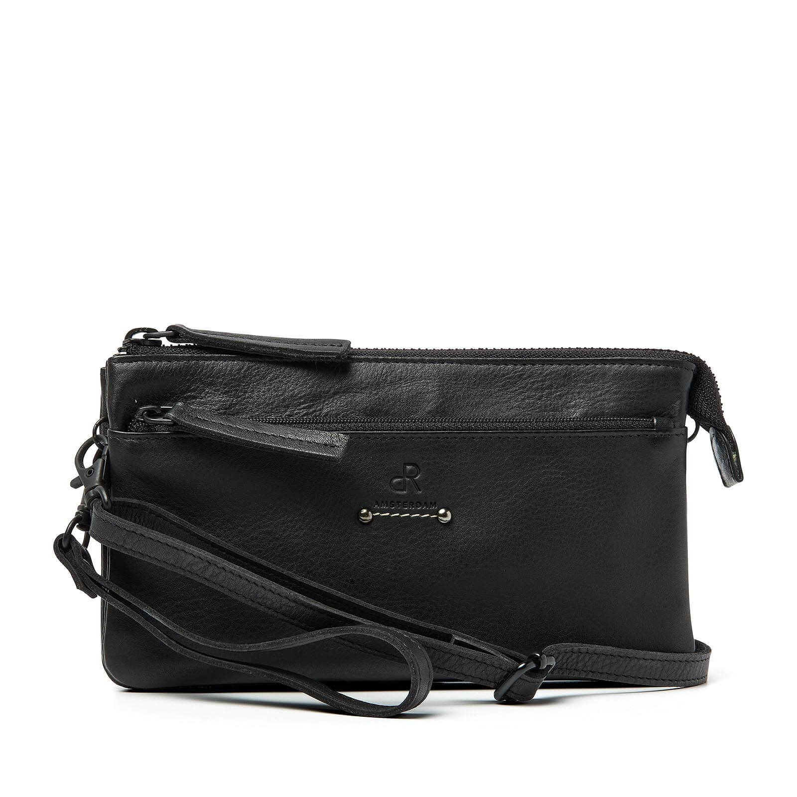 dR Amsterdam leren crossbody tas Tampa voor dames 933731 zwart