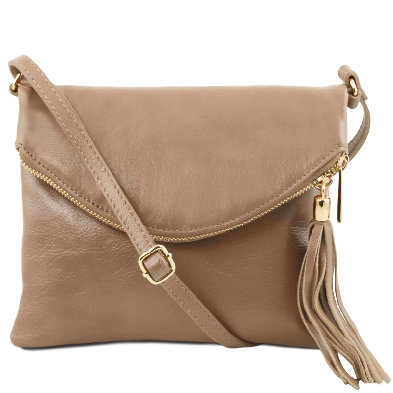 Tuscany Leather leren schoudertas TL Young bag voor dames TL141153 taupe