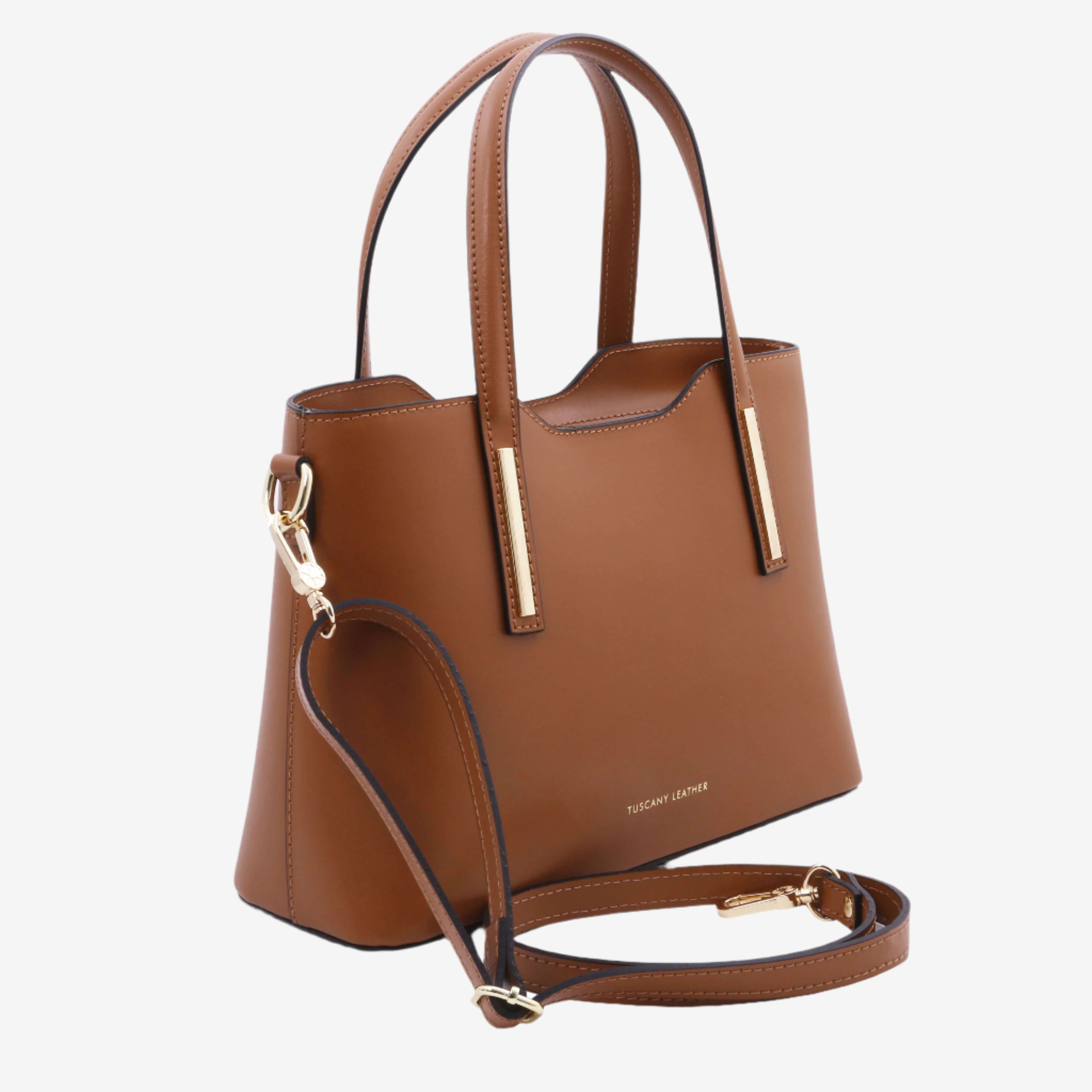 Tuscany Leather handtassen dames Olimpia S TL141521 cognac zijkant