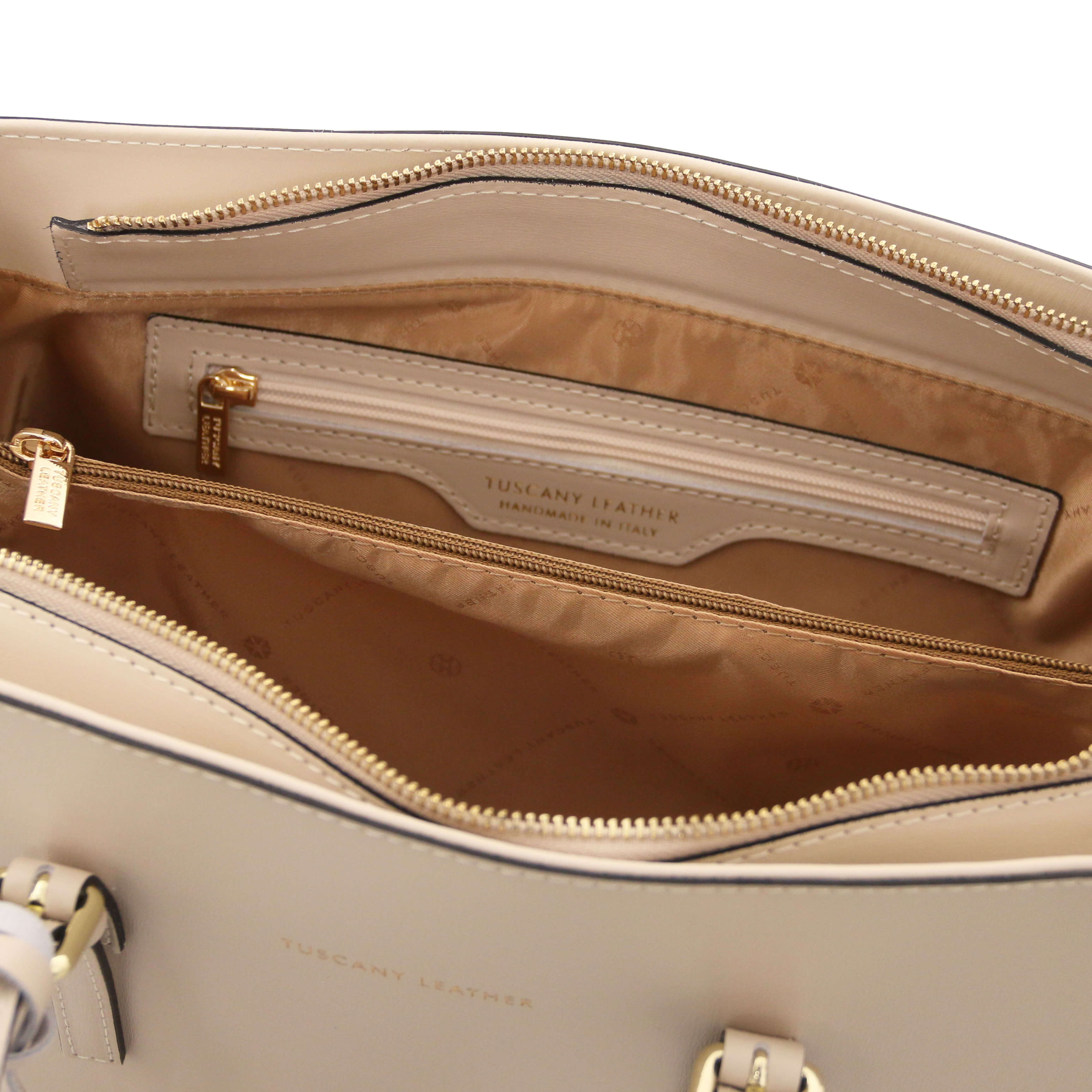 Tuscany Leather shoppers dames TL Bag TL142037 beige binnenkant