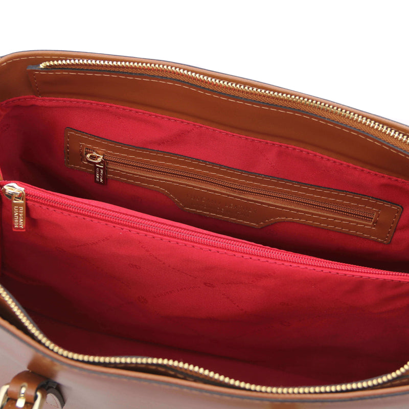 Tuscany Leather leren shopper TL Bag voor dames TL142037 cognac binnenvakken