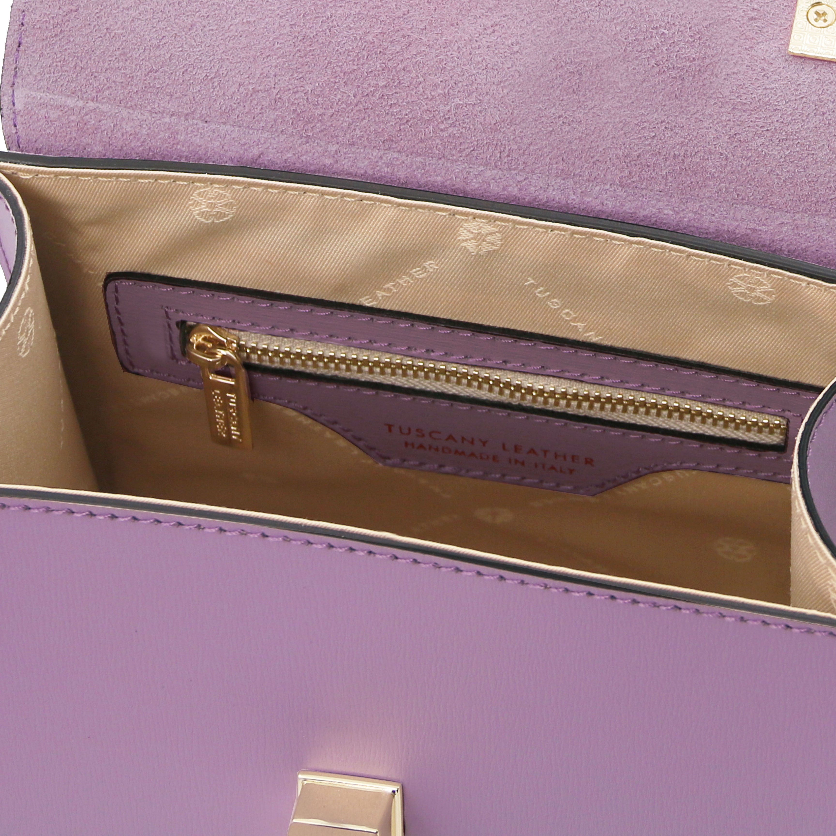 Tuscany Leather handtassen dames TL Bag TL142203 Lilac binnenkant