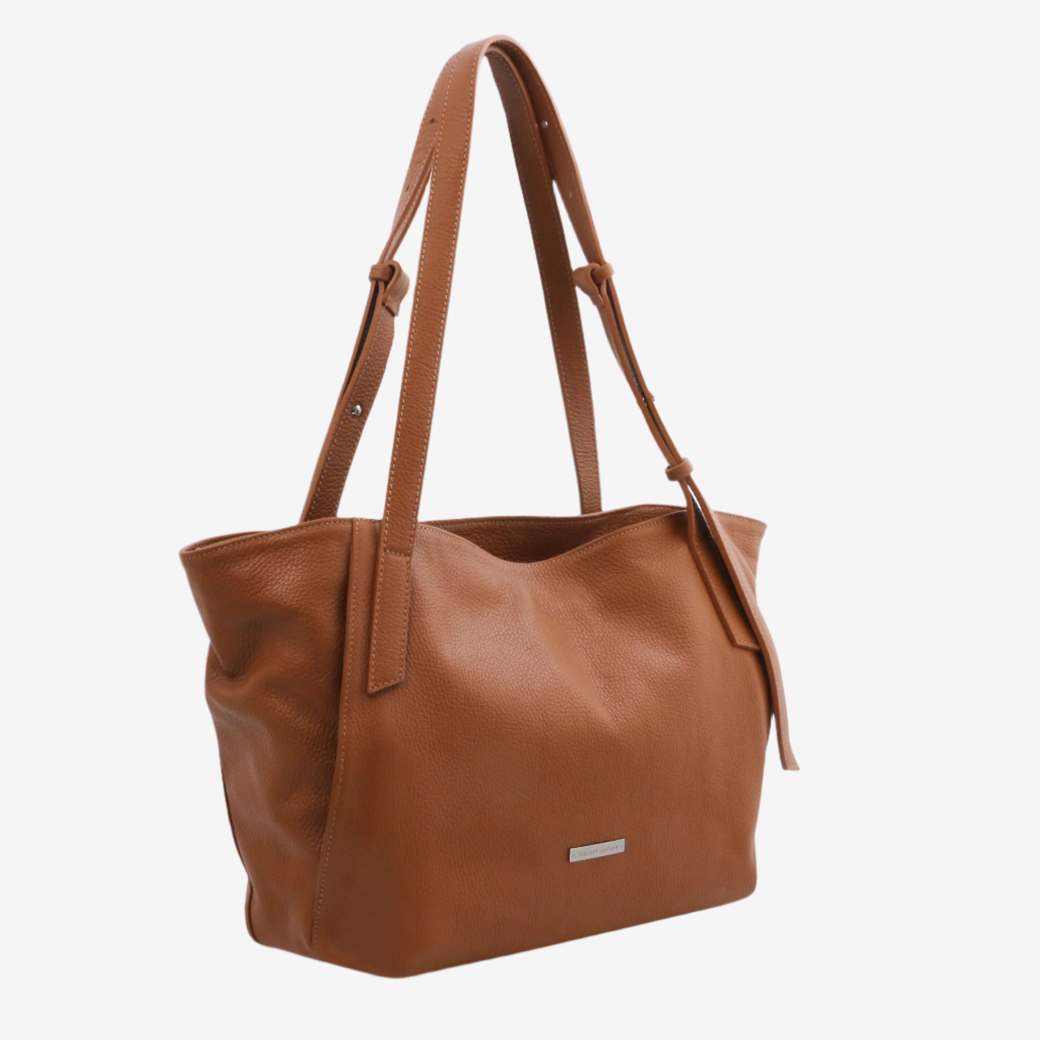 Tuscany Leather shoppers dames TL BAG TL142230 cognac zijkant