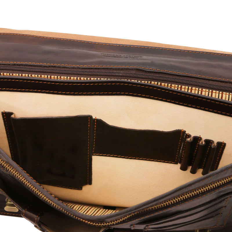 Tuscany Leather leren messenger bag SIENA voor heren TL142243 donkerbruin binnenvak