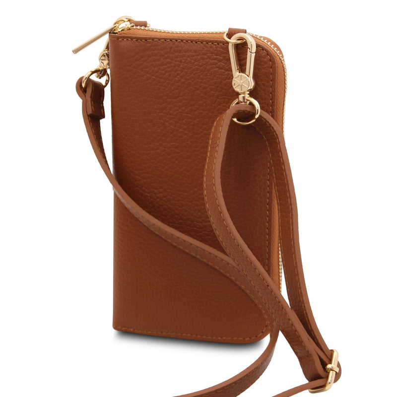 Tuscany Leather leren schoudertas/ portemonnee TL Bag voor dames TL142323 cognac achterkant