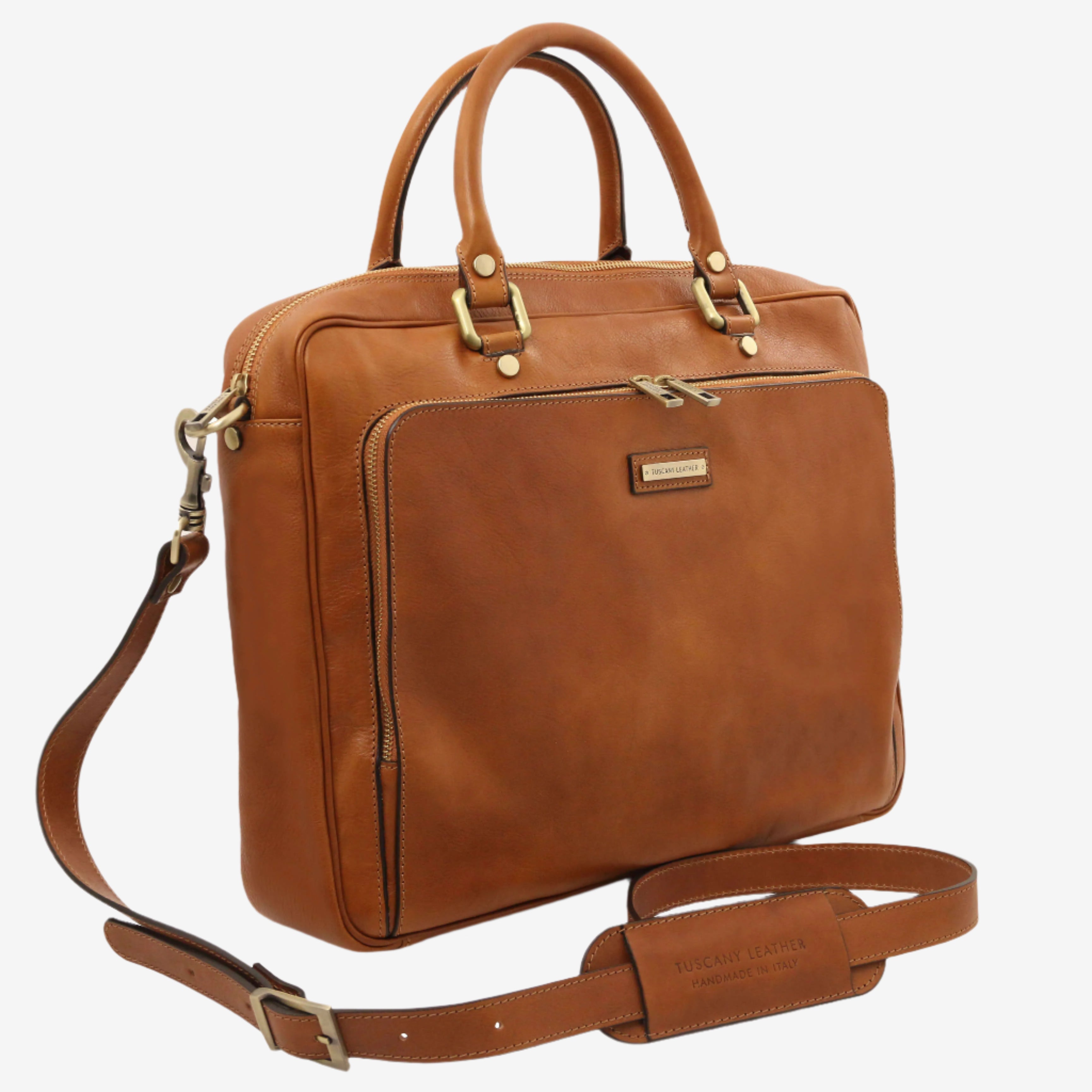 Tuscany Leather laptoptassen voor heren Pisa TL142427 natural schouderband
