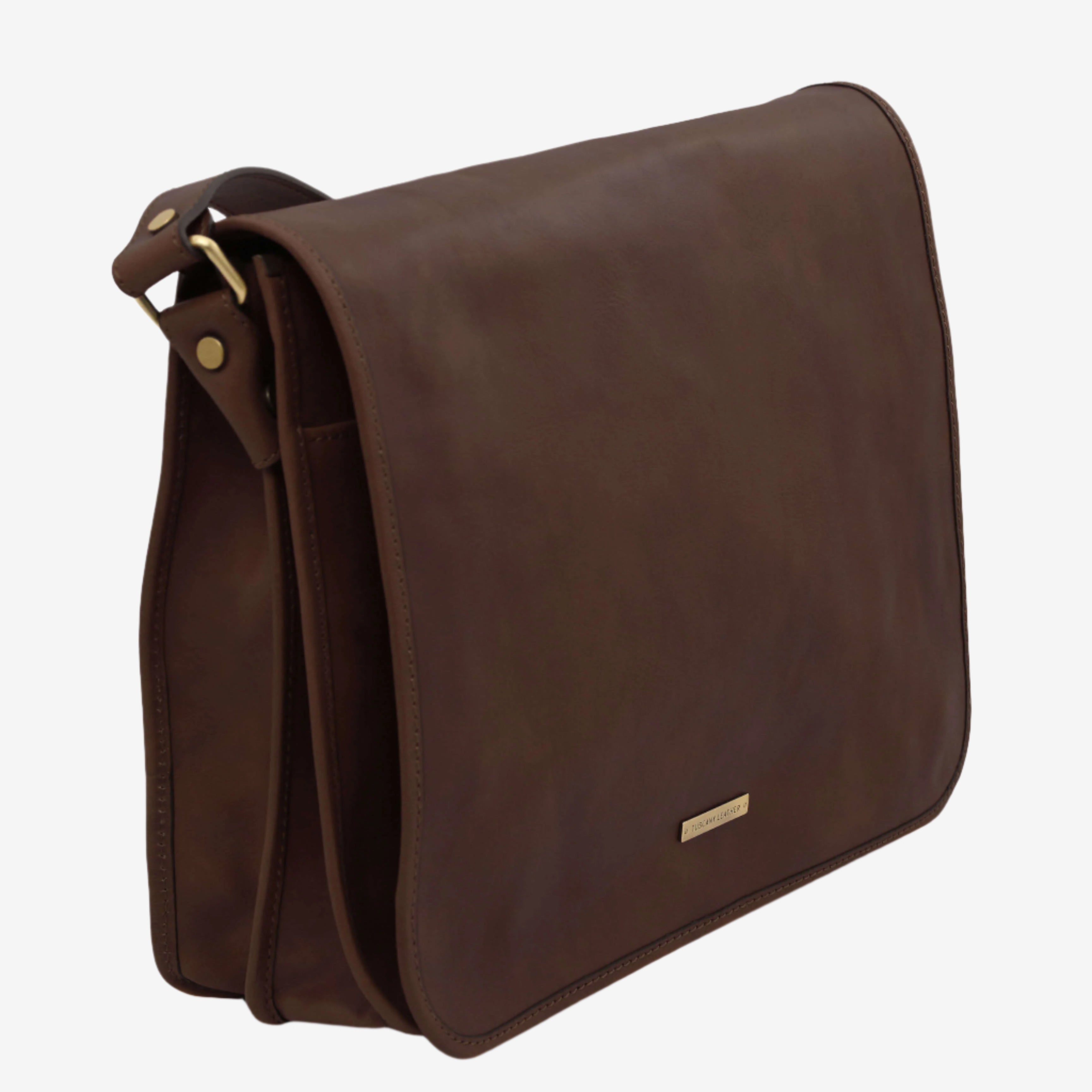 Tuscany Leather TL Messenger bags heren TL142430 dark brown zijkant