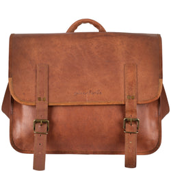 johnny fly co leren heren camera tas bruin voorkant