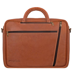 johnny fly co leren heren laptoptas bruin voorkant