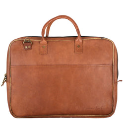 johnny fly co leren heren laptoptas bruin voorkant