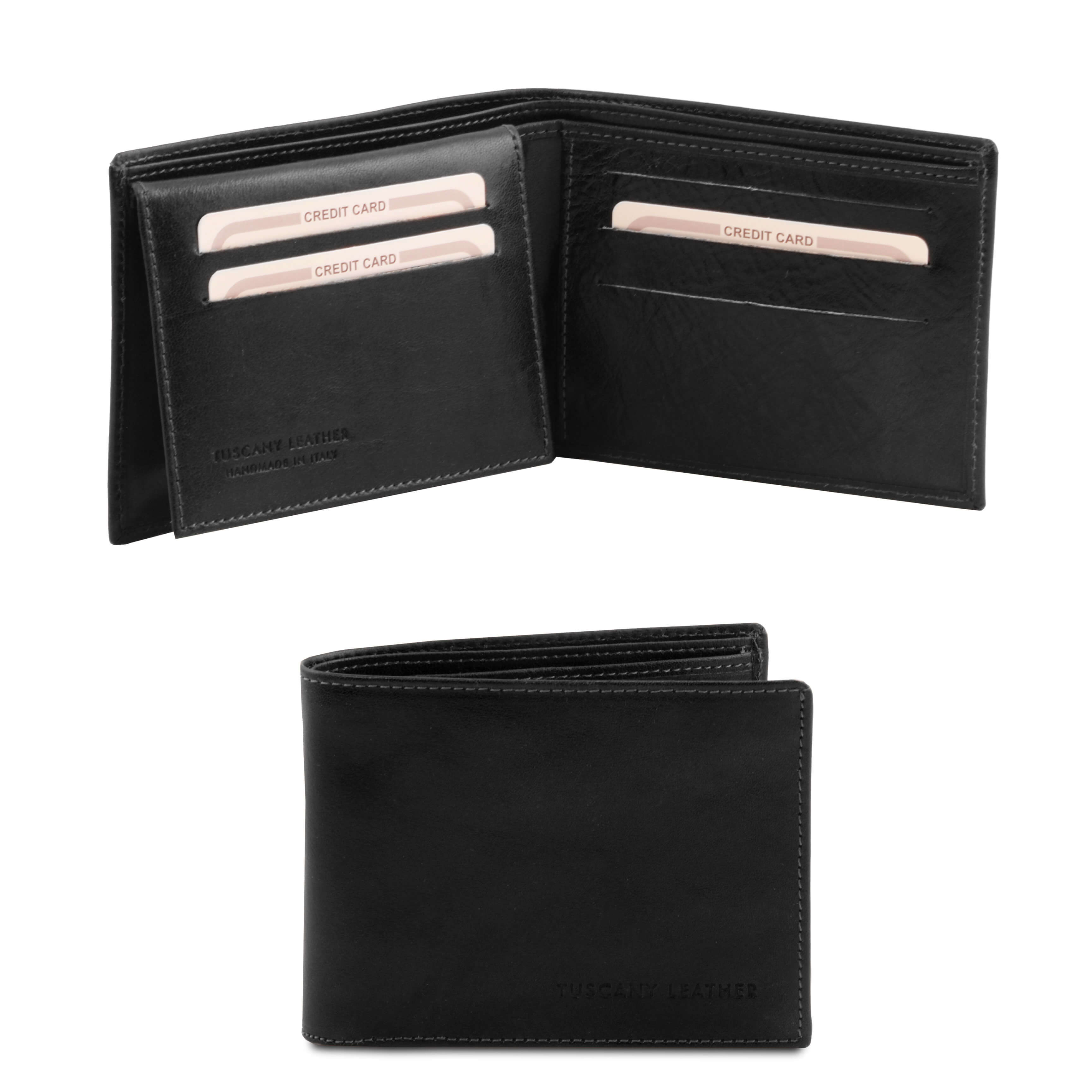 Tuscany Leather exclusieve lederen 3-voudige portemonnee voor heren tl140760 zwart