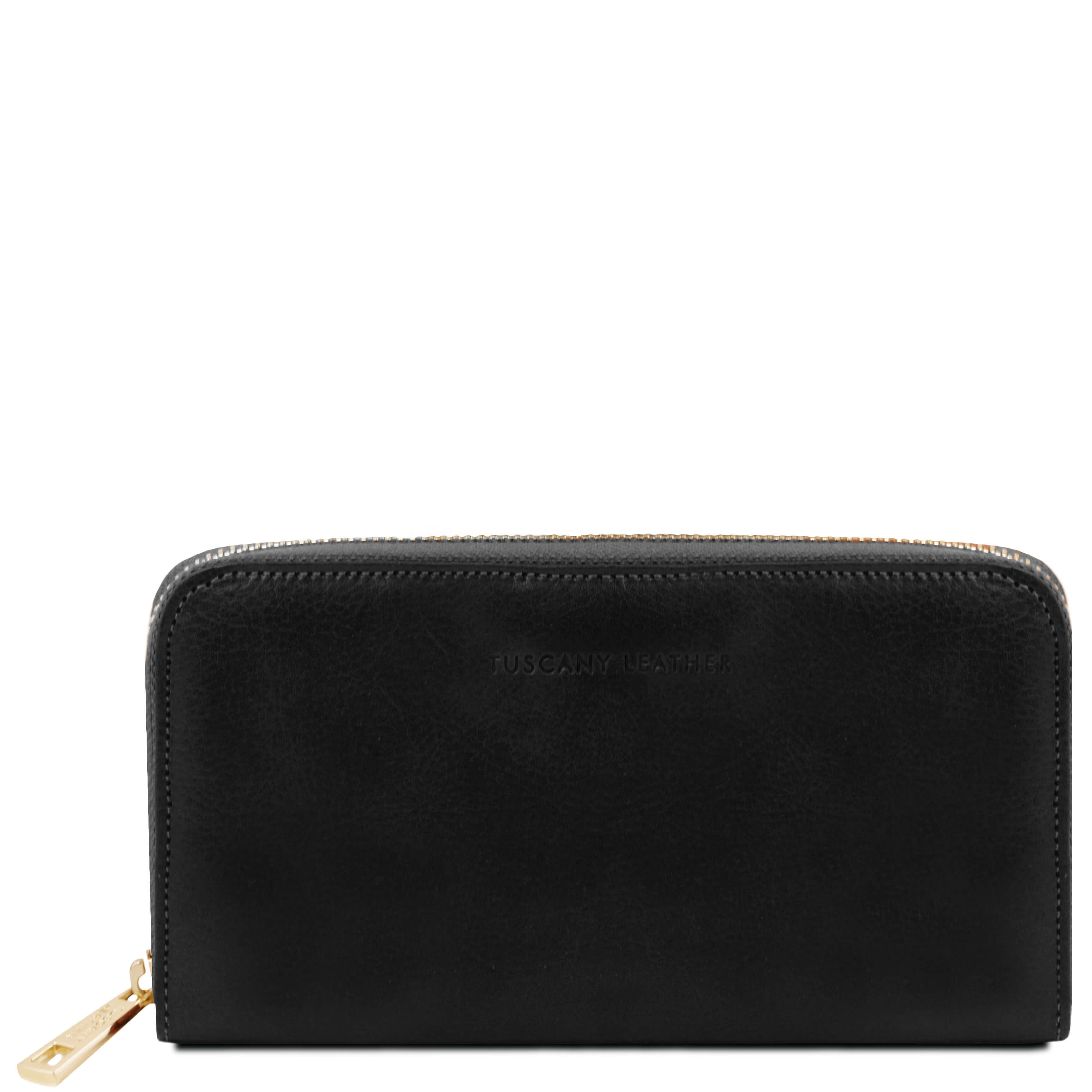 Tuscany Leather leren Accordeon portemonnee voor dames tl141206 zwart