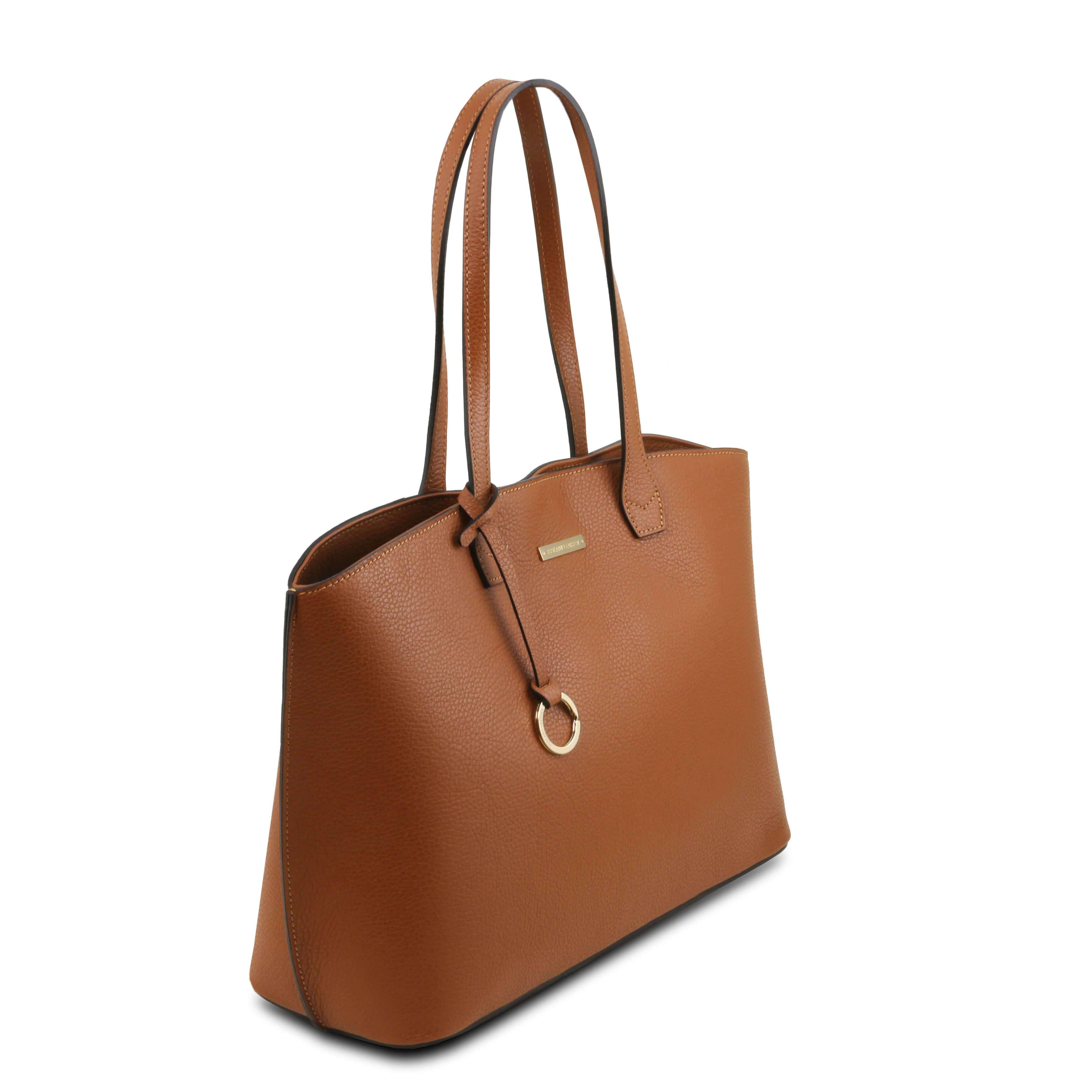 Tuscany Leather leren shopper TL BAG voor dames tl141828 cognac zijkant