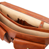 Tuscany Leather leren messenger bag TL classic TL142073 cognac binnenkant