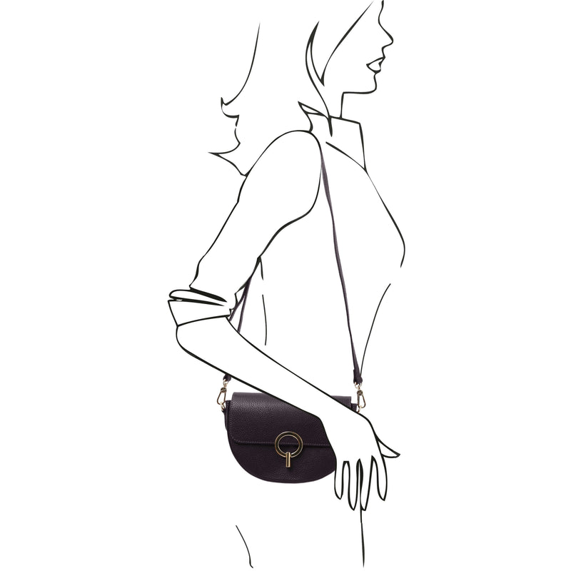 Tuscany Leather schoudertas leer ASTREA voor dames TL142284 zwart paspop