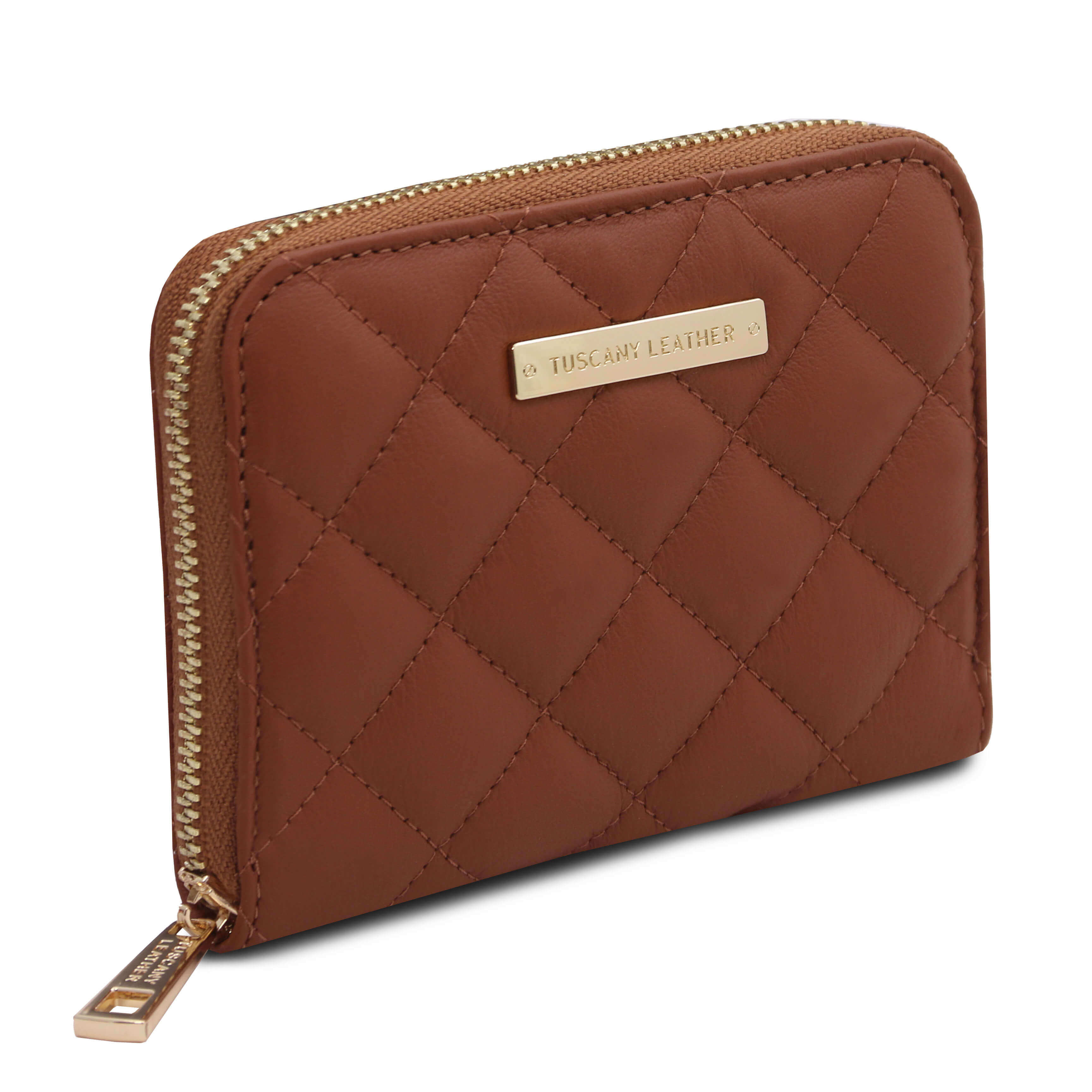 Tuscany Leather exclusieve leren portemonnee Teti voor dames tl142319 cognac zijkant