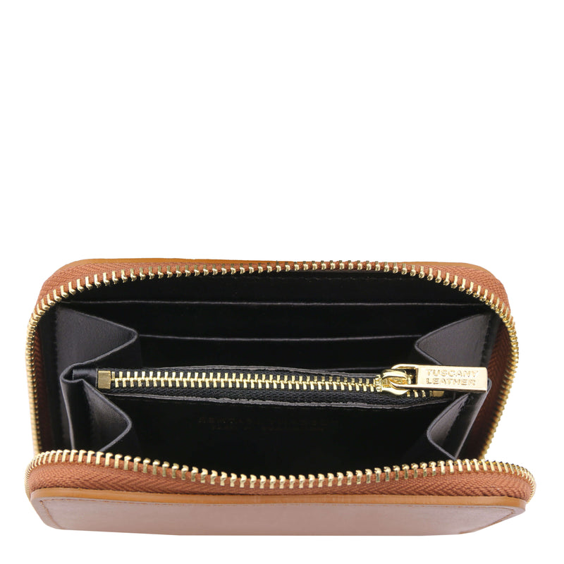 Tuscany Leather exclusieve leren portemonnee LEDA voor dames tl142320 cognac binnenkant