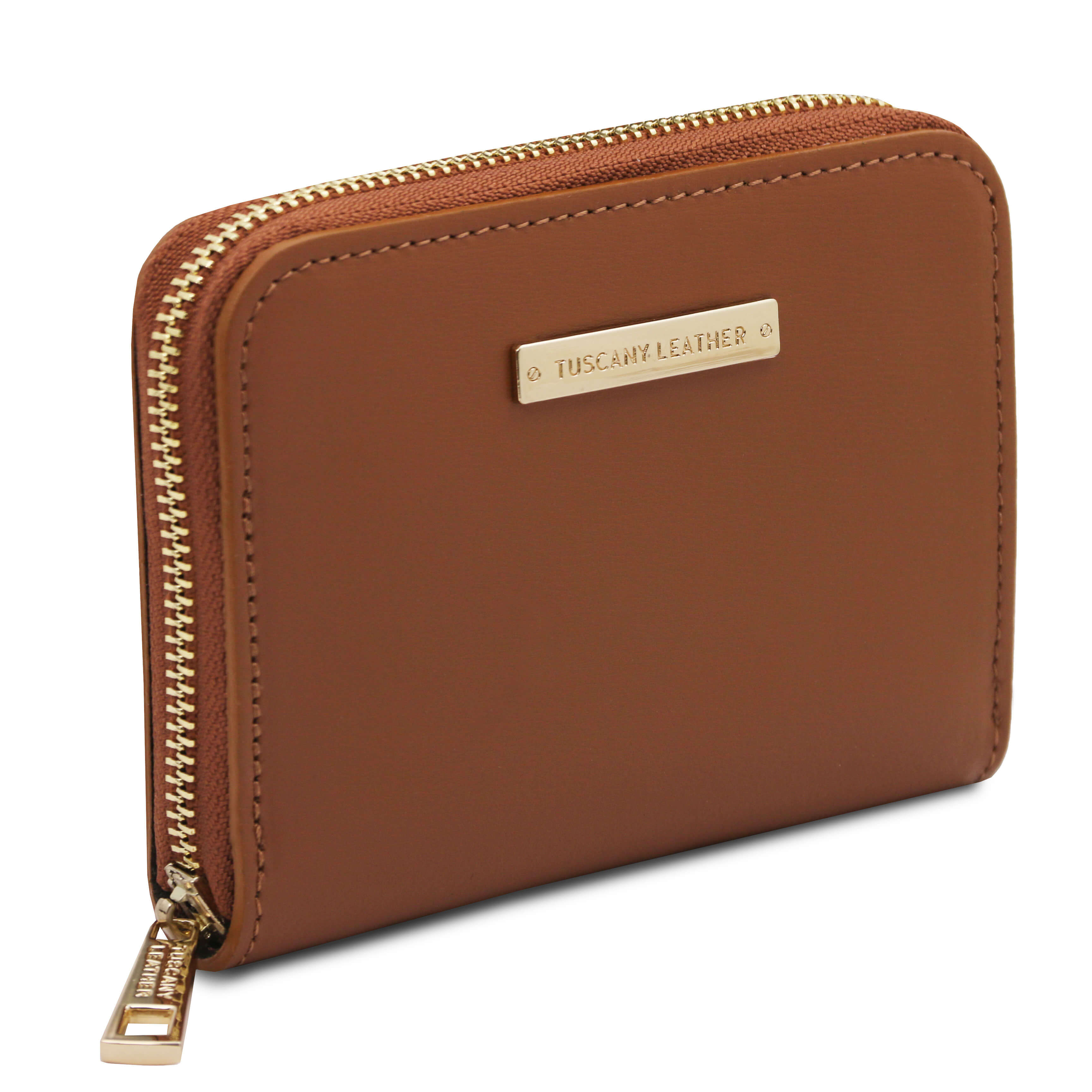 Tuscany Leather exclusieve leren portemonnee LEDA voor dames tl142320 cognac zijkant