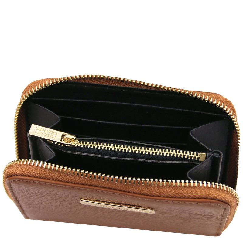 Tuscany Leather leren portemonnee KORE voor dames tl142321 cognac binnenvakken