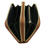 Tuscany Leather exclusieve leren portemonnee Ada voor dames met dubbele ritssluiting tl142349 cognac zijkant