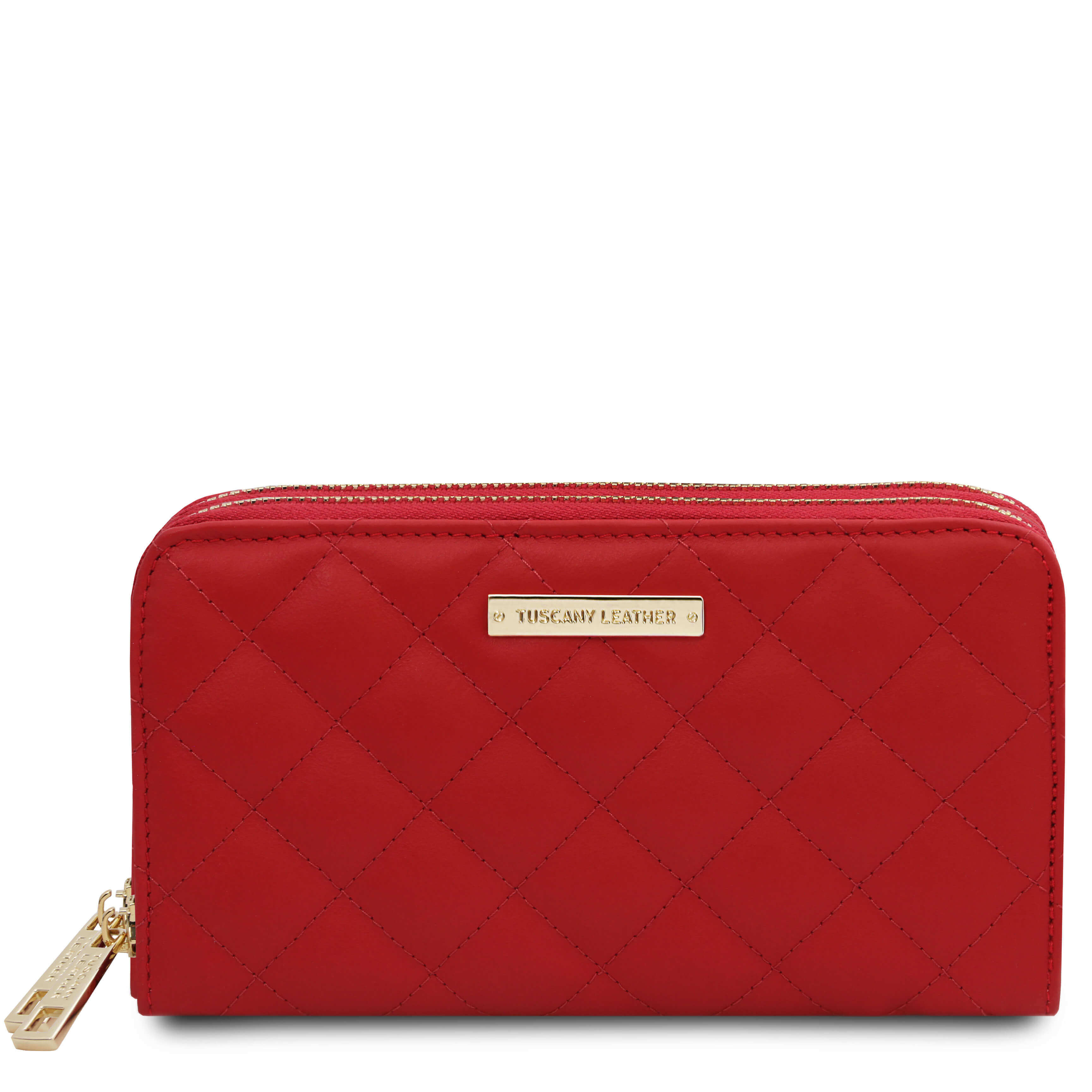 Tuscany Leather exclusieve leren portemonnee Ada voor dames met dubbele ritssluiting tl142349 rood