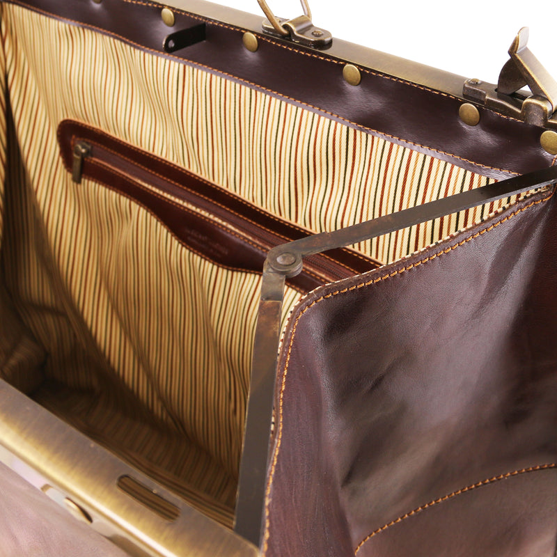 Tuscany Leather leren tas Madrid Gladstone groot formaat bruin binnenvak