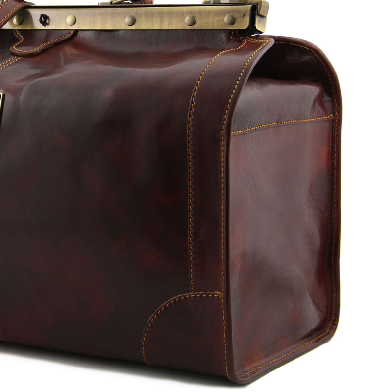 Tuscany Leather leren tas Madrid Gladstone groot formaat bruin zijkant