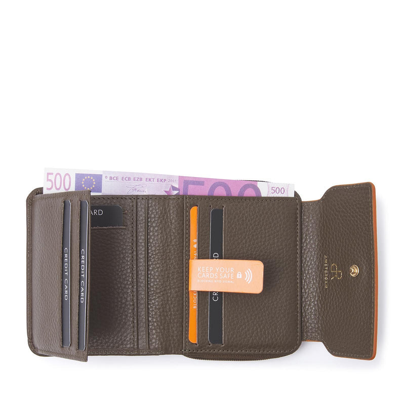 dR Amsterdam portemonnee leer Mint voorkant donkertaupe binnenkant