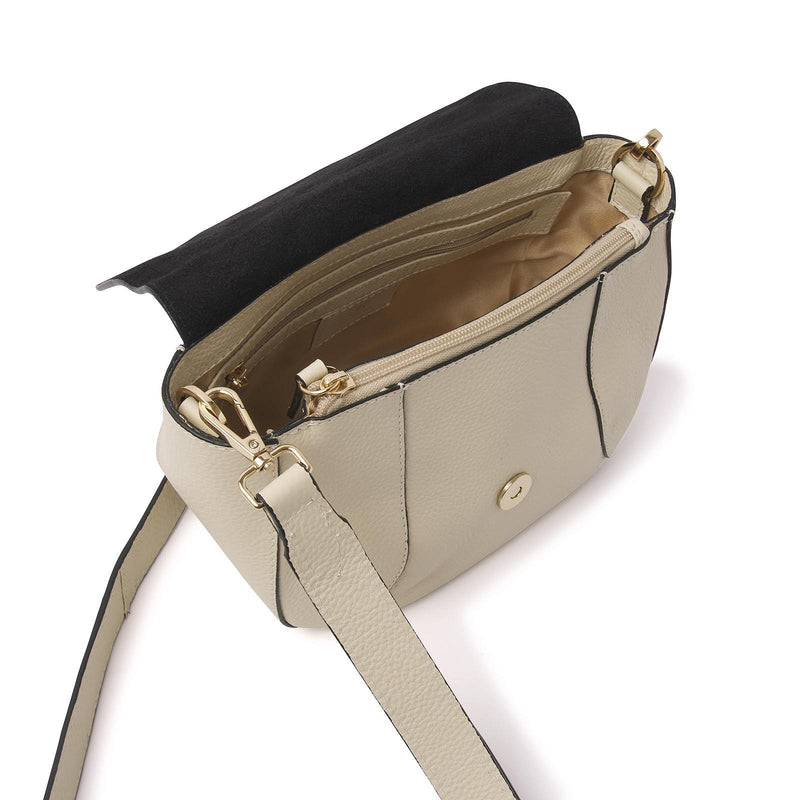 dR Amsterdam schoudertas leer Mint 1103645 beige binnenkant
