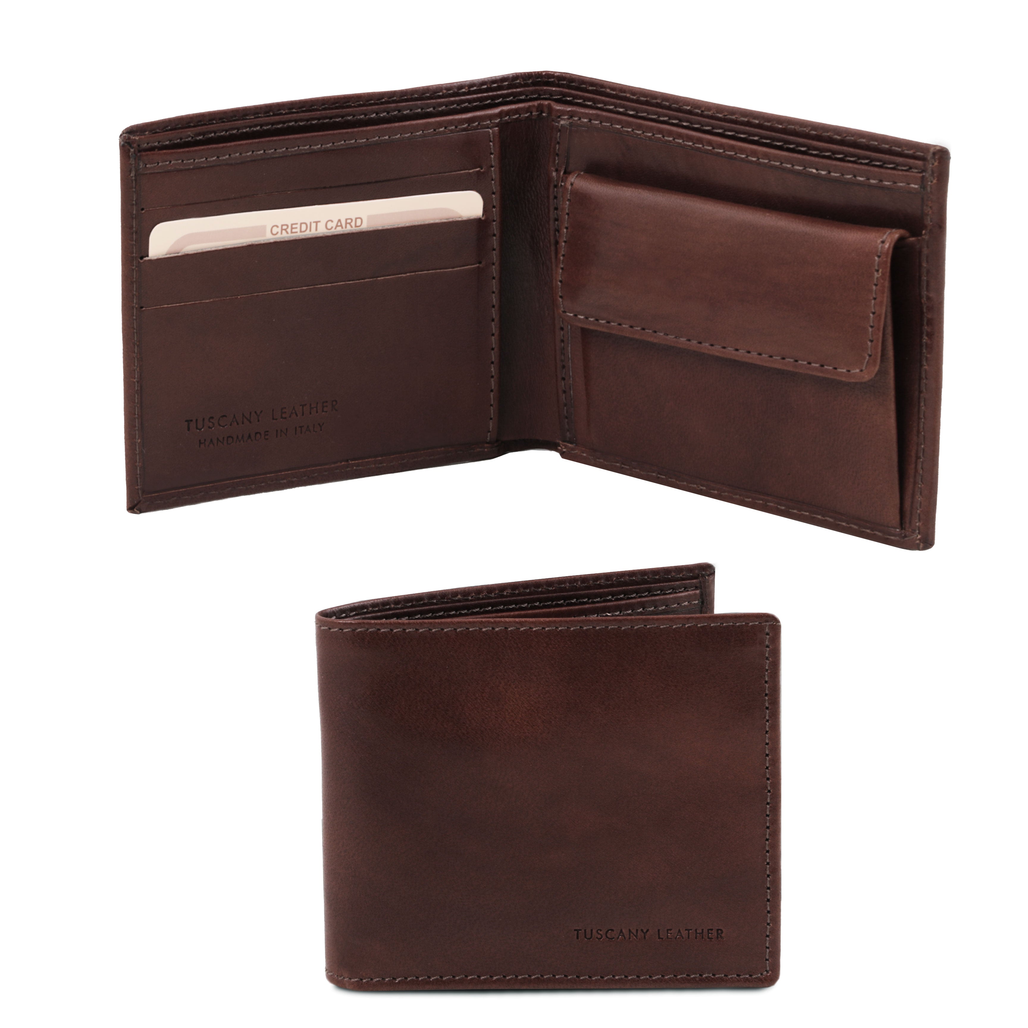 Tuscany Leather portemonnee leer Exclusieve donkerbruin