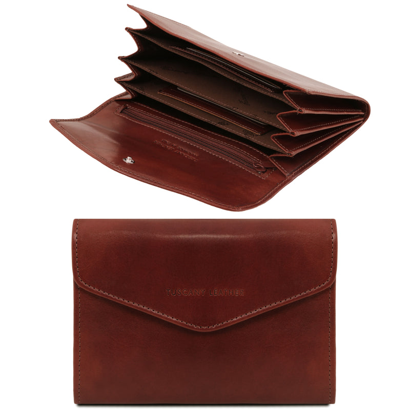 Tuscany Leather exclusieve leren accordeon portemonnee voor dames TL140786 bruin