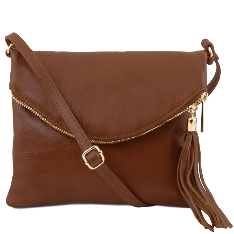 Tuscany Leather TL Young bag schoudertas met kwastje voorkant tas bruin