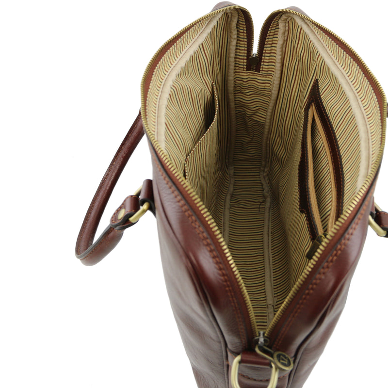 Tuscany Leather laptoptas Prato bruin binnenkant