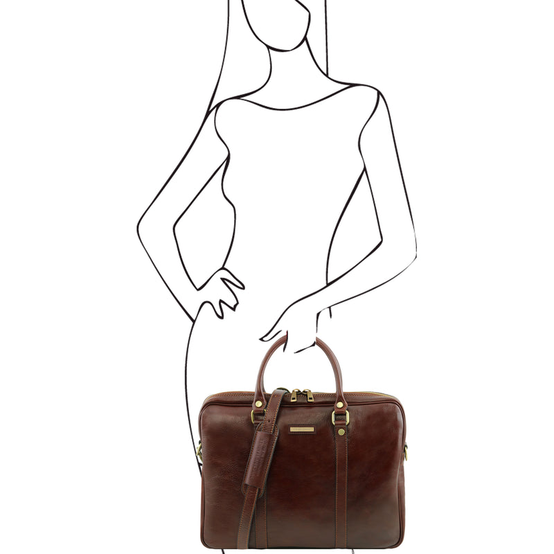 Tuscany Leather laptoptas Prato bruin paspop