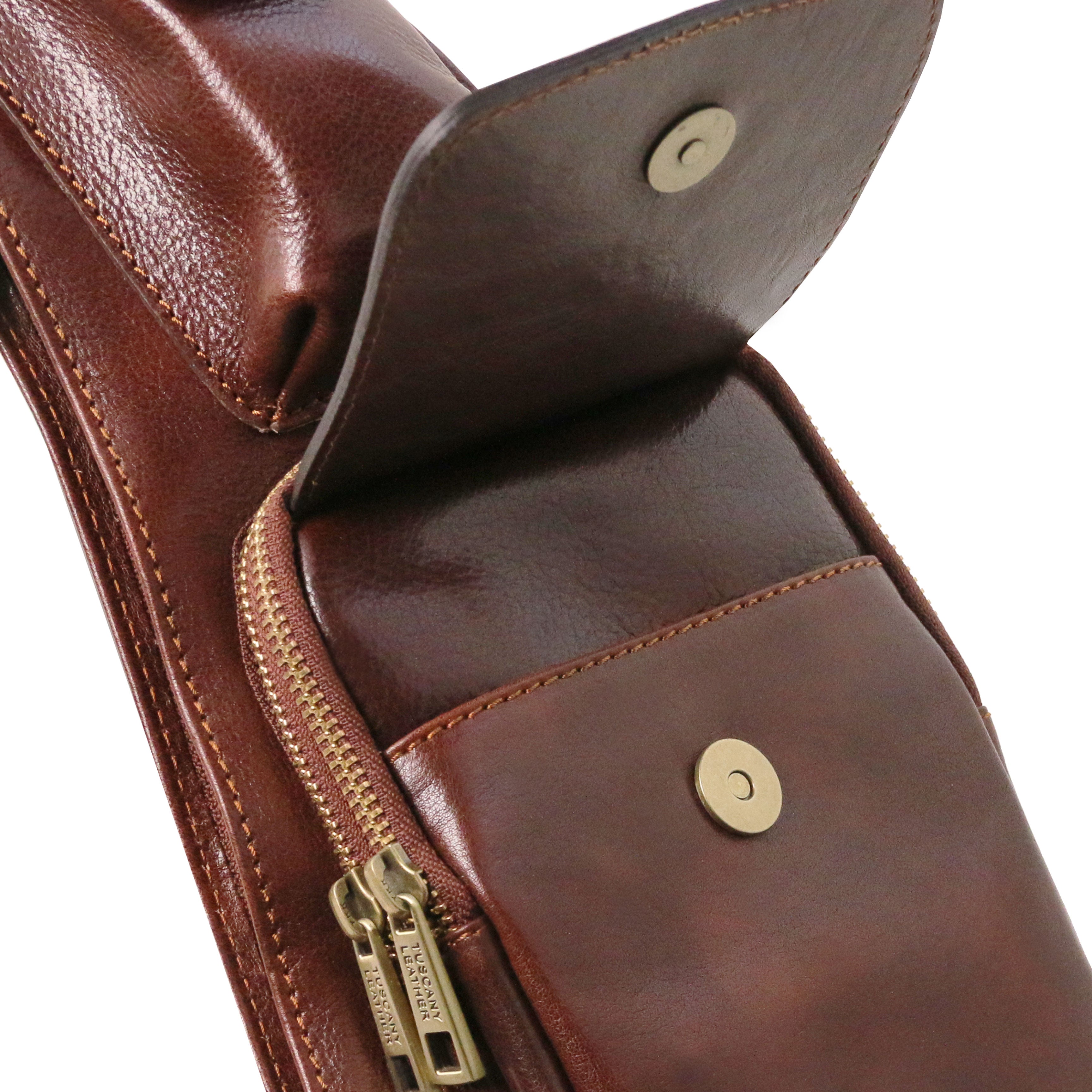 Tuscany Leather crossbody tas leer 1st Class bruin voorvak