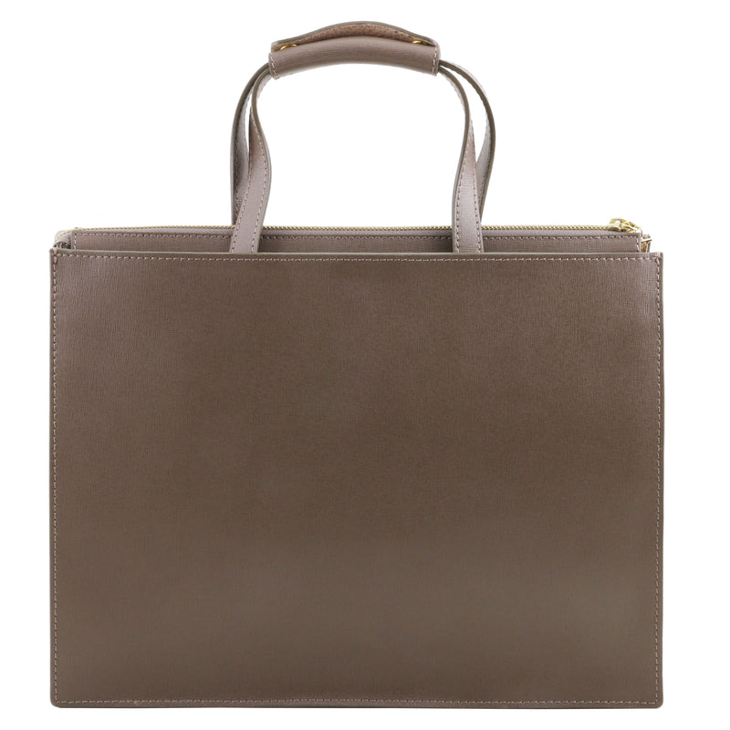 Tuscany Leather aktetas Palermo voor dames 141369 donkertaupe achterkant