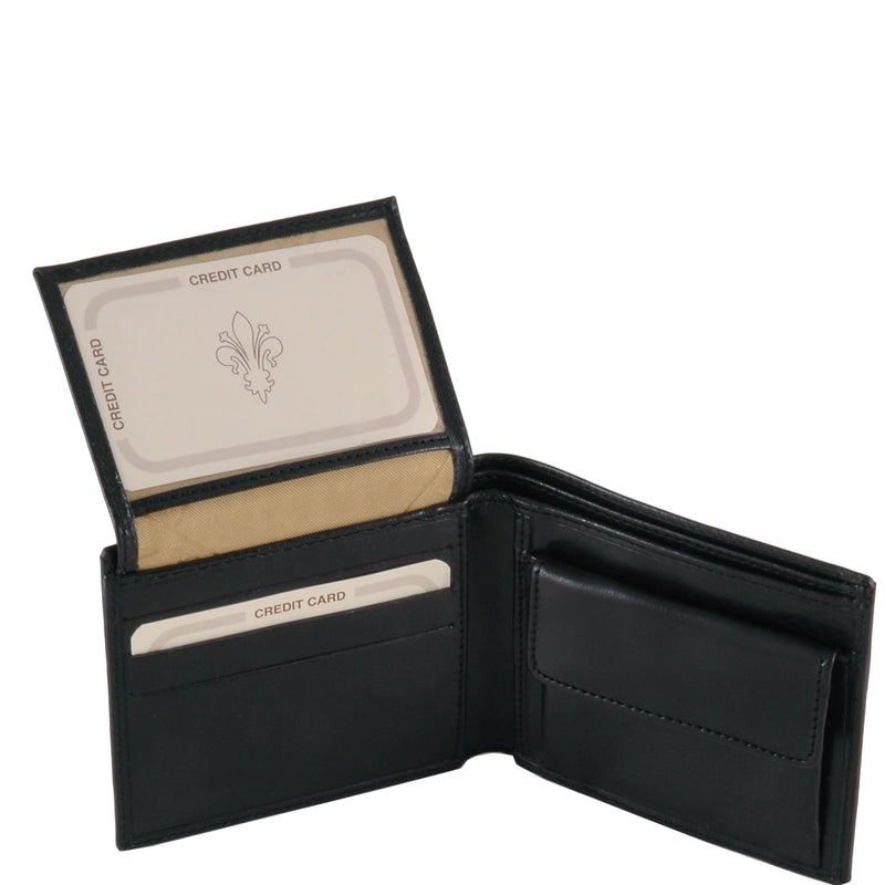 Tuscany Leather Exclusieve 3-voudige leren portemonnee voor heren met muntgeldvak zwart 