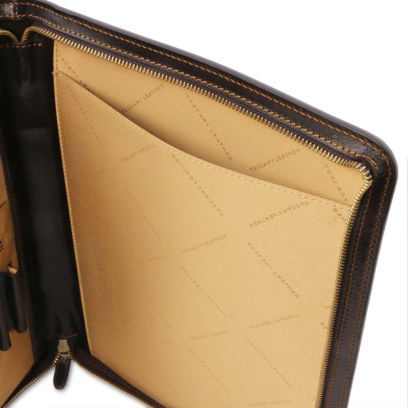 Tuscany Leather Exclusieve leren documentenmap claudio donkerbruin binnenkant