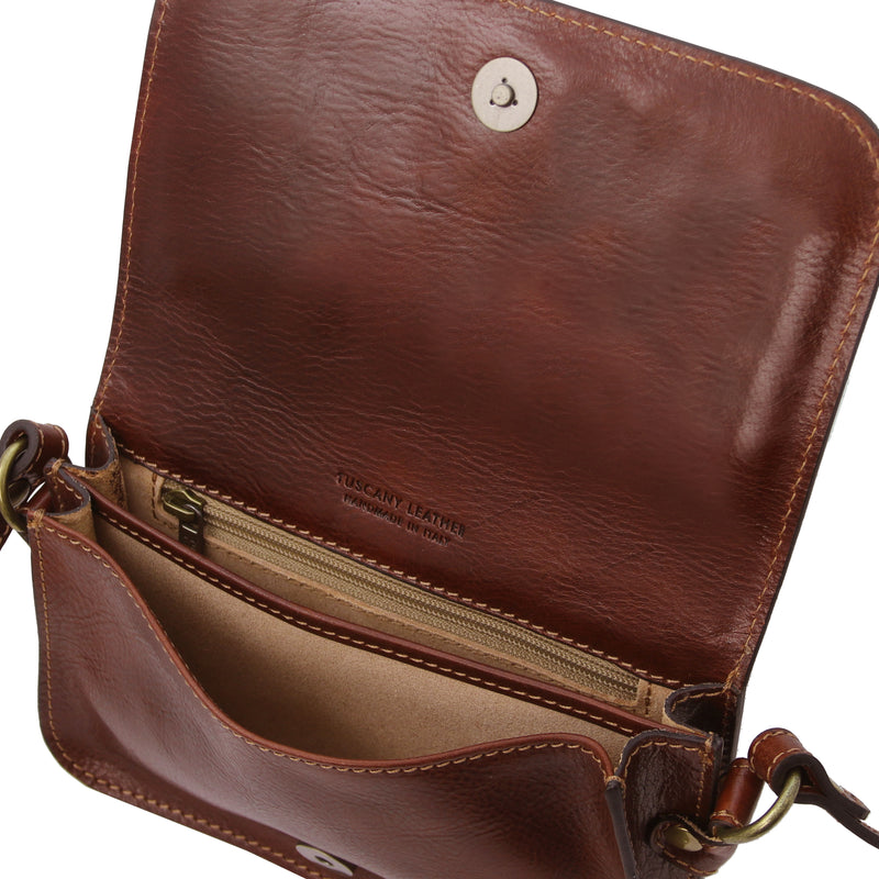 Tuscany Leather schoudertas leer Carmen TL141713 bruin binnenkant