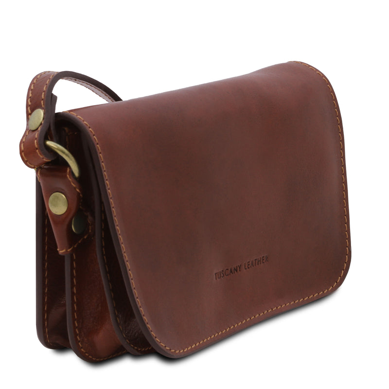 Tuscany Leather schoudertas leer Carmen TL141713 bruin zijkant