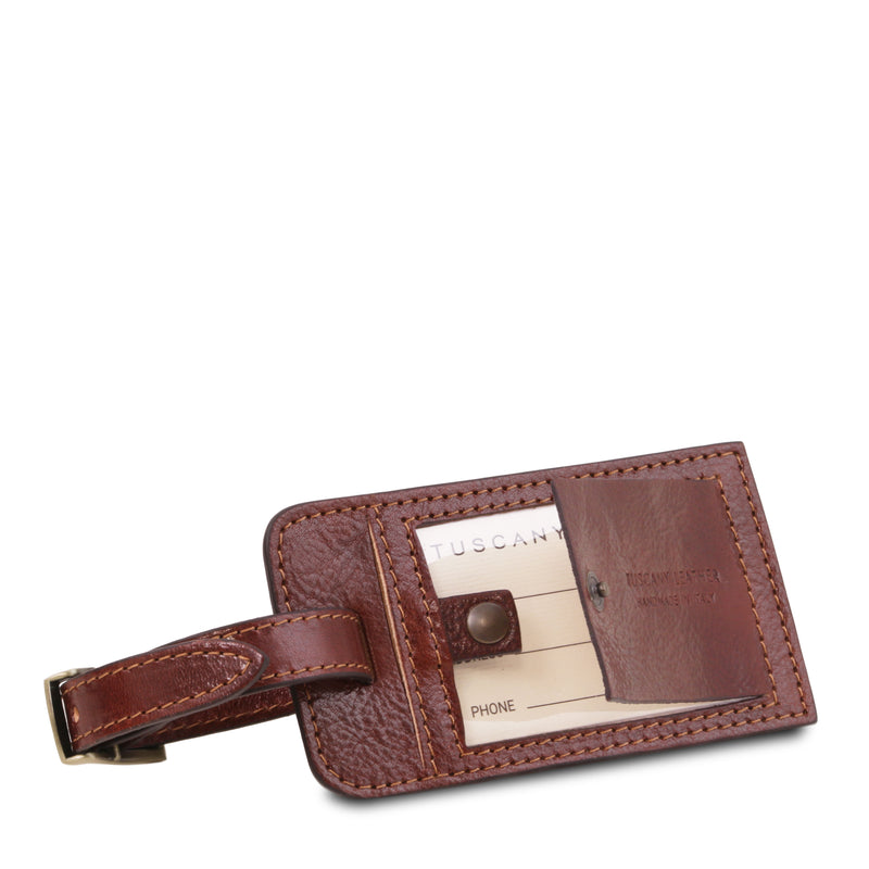 Tuscany Leather reistas TL Voyager groot formaat bruin label