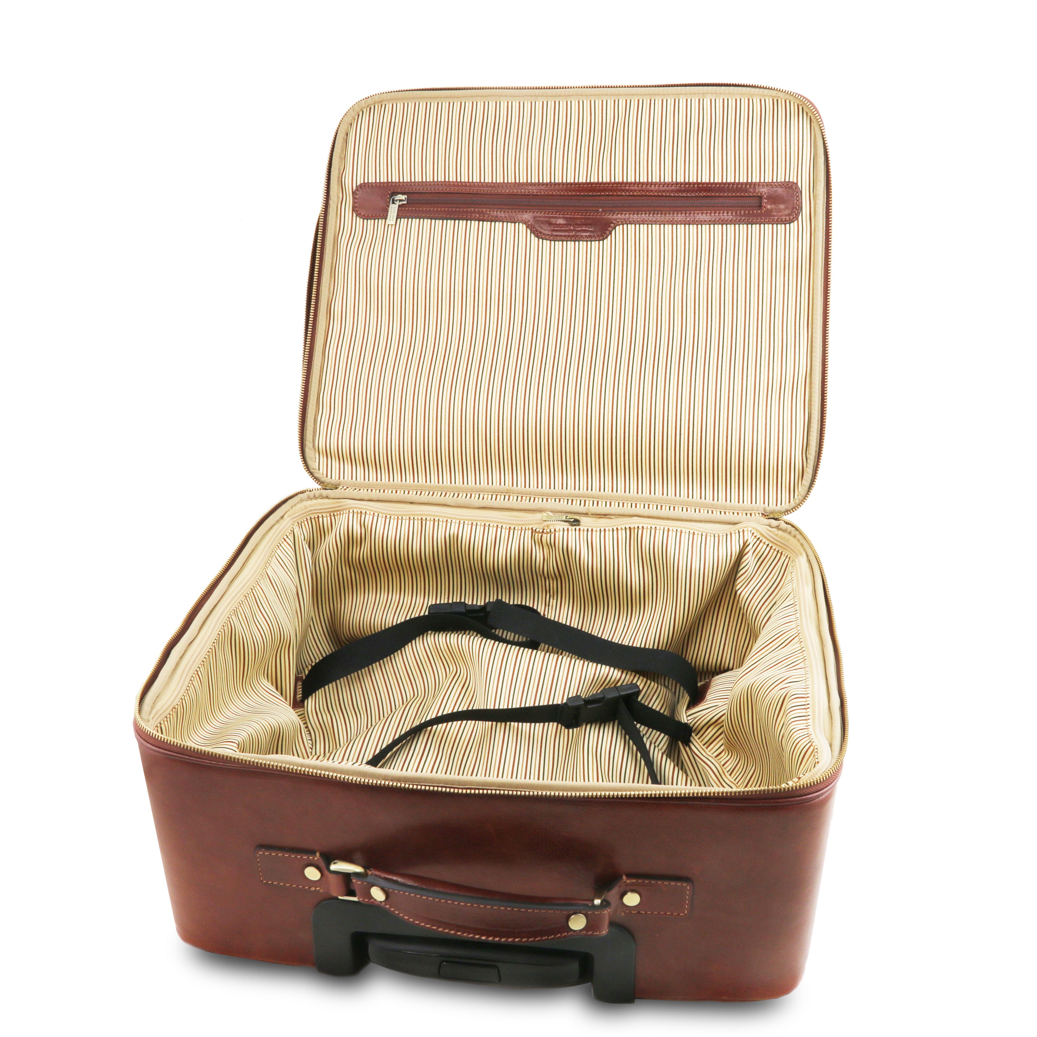  Tuscany Leather Varsavia leren pilotenkoffer met twee wielen binnenkant trolley bruin