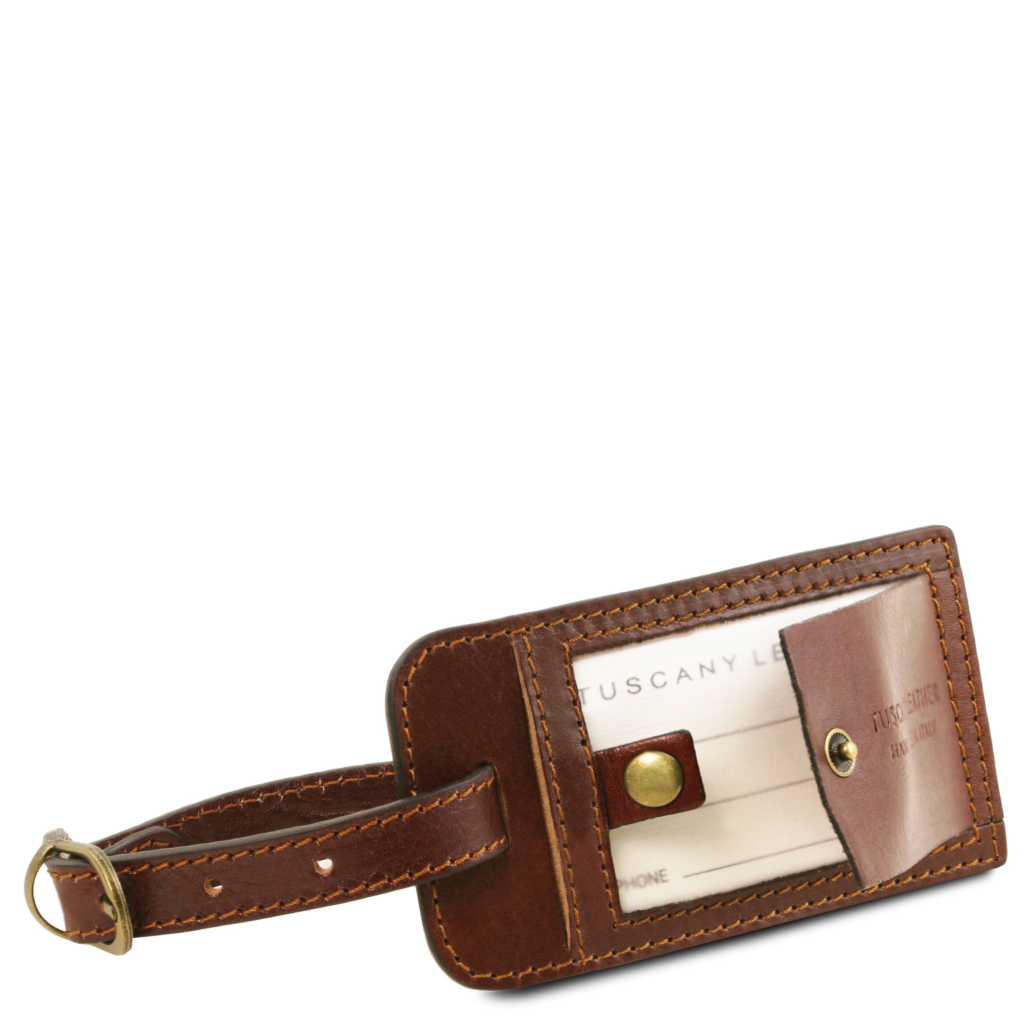 Tuscany Leather Varsavia leren pilotenkoffer met twee wielen trolley label bruin