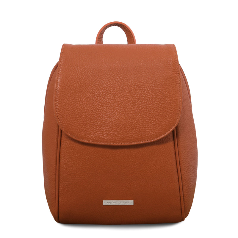 Tuscany Leather TL Bag zachte leren dames rugzak voorkant tas cognac