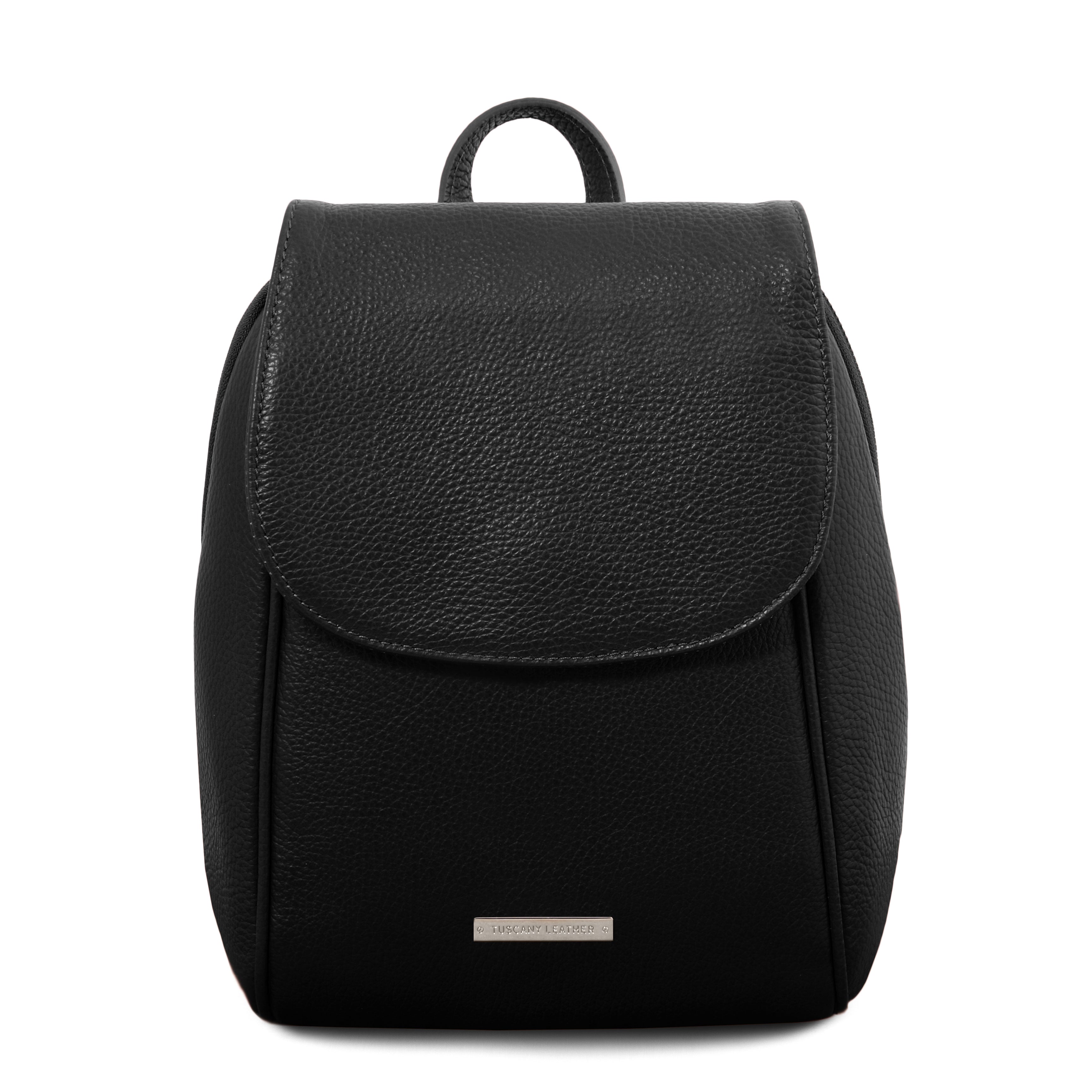 Tuscany Leather TL Bag zachte leren dames rugzak voorkant tas zwart