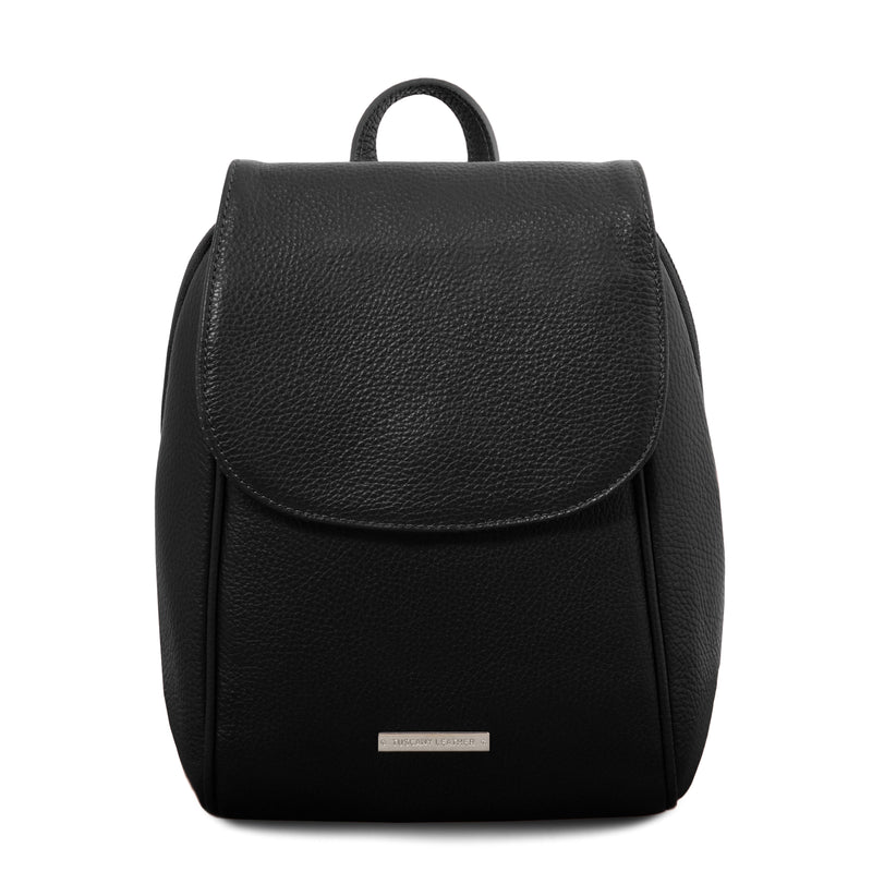 Tuscany Leather TL Bag zachte leren dames rugzak voorkant tas zwart