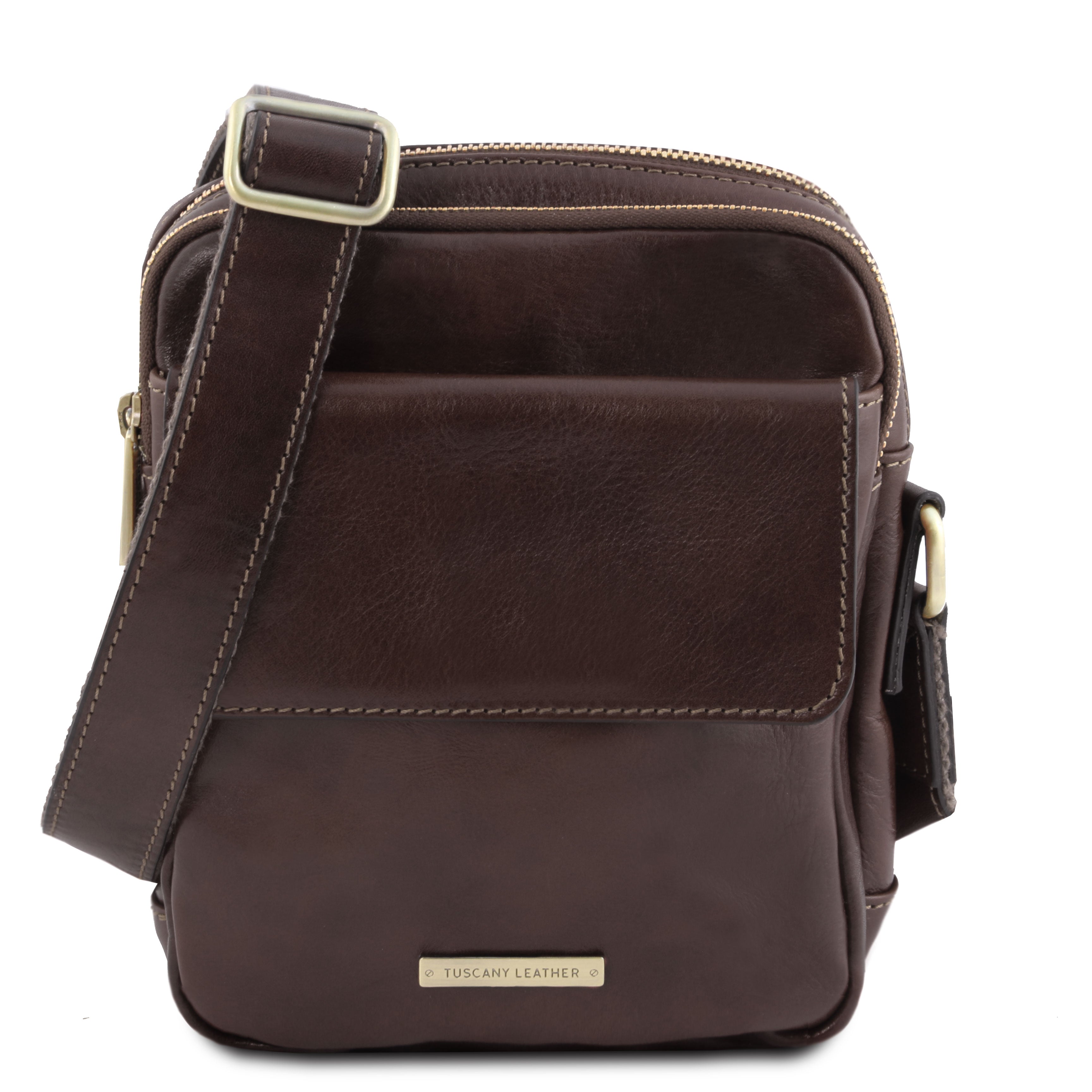 Tuscany Leather crossbody tas donkerbruin