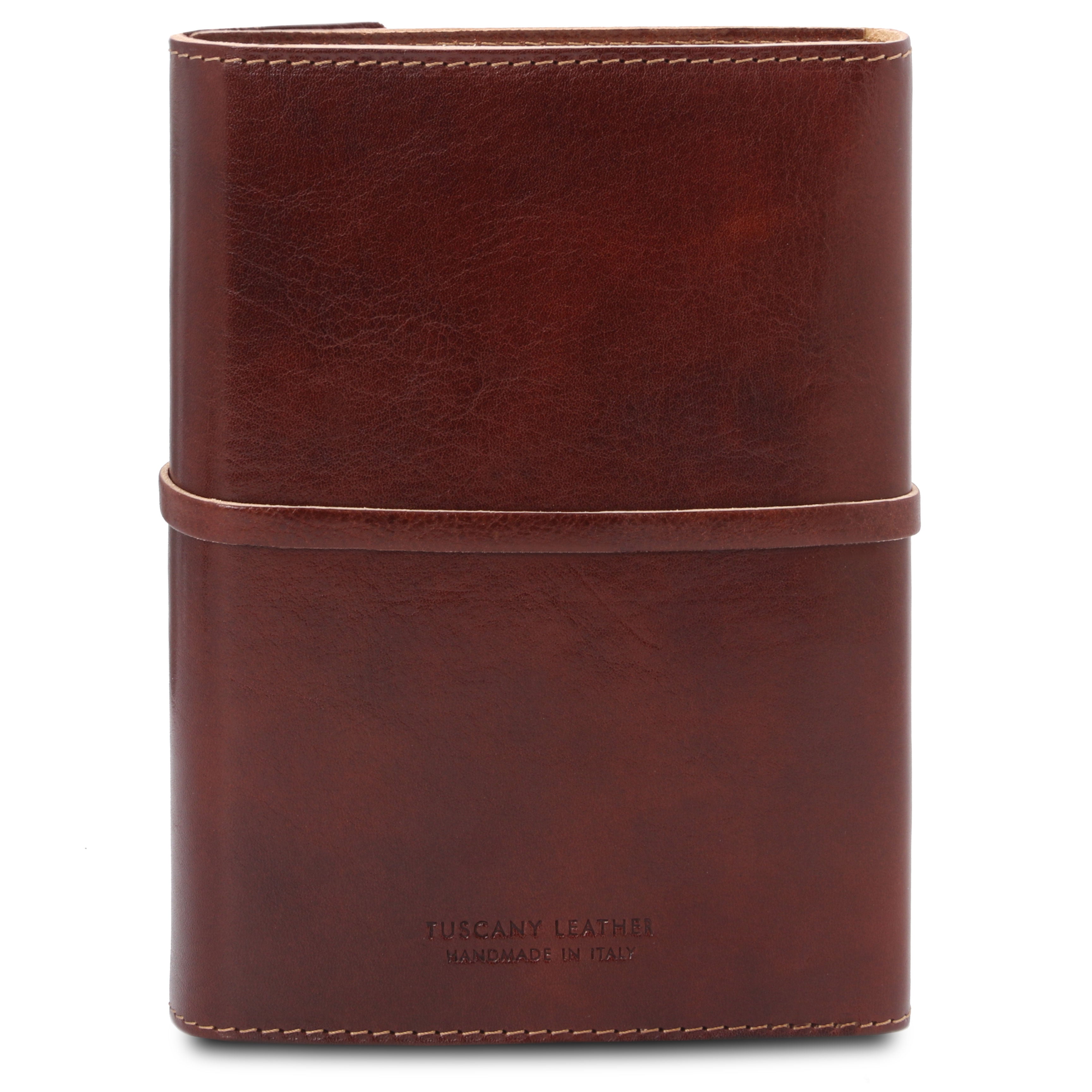 Tuscany Leather leren dagboek notitieboekje achterkant bruin