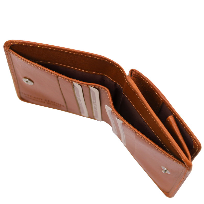 Tuscany Leather portemonnee leer met muntzakje honey binnenkant